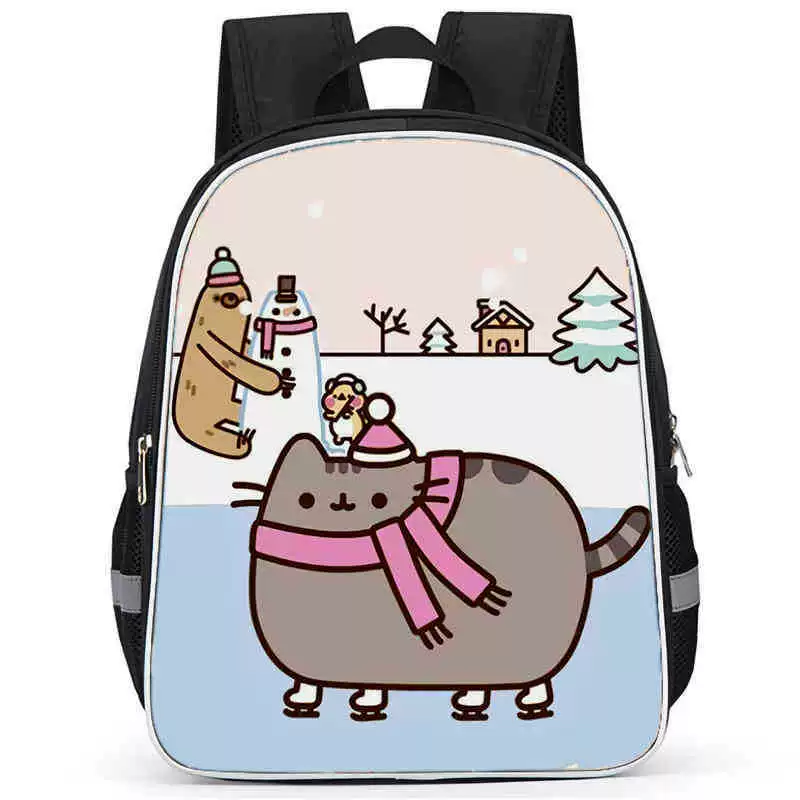 Рюкзак учебный Pusheen Fat Jimao с принтом периферийного типа, через стекло, зарубежная торговля, школьный рюкзак