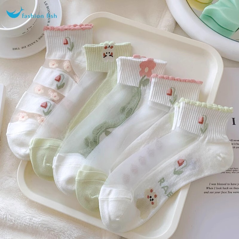 Women's Summer Thin Socks Breathable Lace Cute Short Socks Japanese Style Transparent Sweet Versatile Women's Short Socks Women's Summer Thin Socks Breathable Lace Cute Short Socks Japanese Style Transparent Sweet Versatile Women's Short Socks