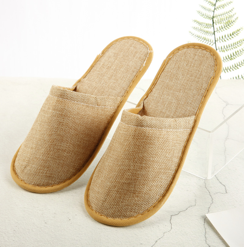 Thin yellow slippers, closed toe