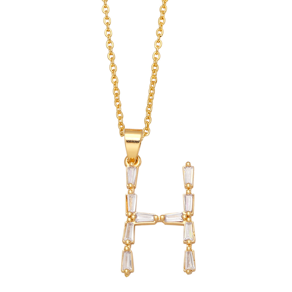 Fashion Letter Copper Inlay Zircon Pendant Necklace 1 Piece