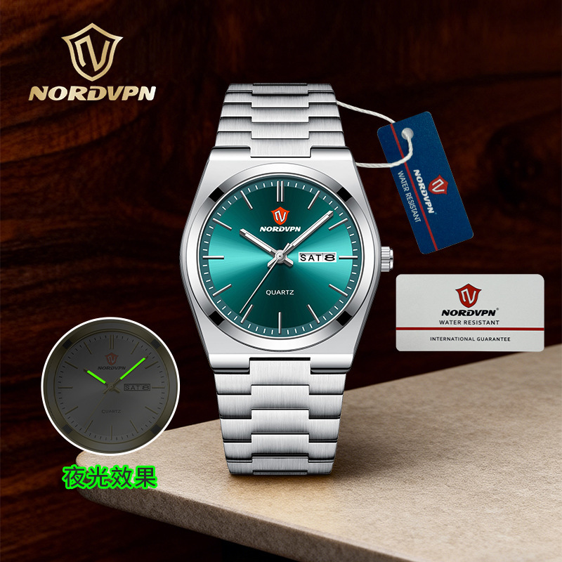Nordvpn Genuine Big Player Luminous Waterproof Men's Watch Quartz Watch Live Broadcast Cross-Border Hot Style Dropshipping