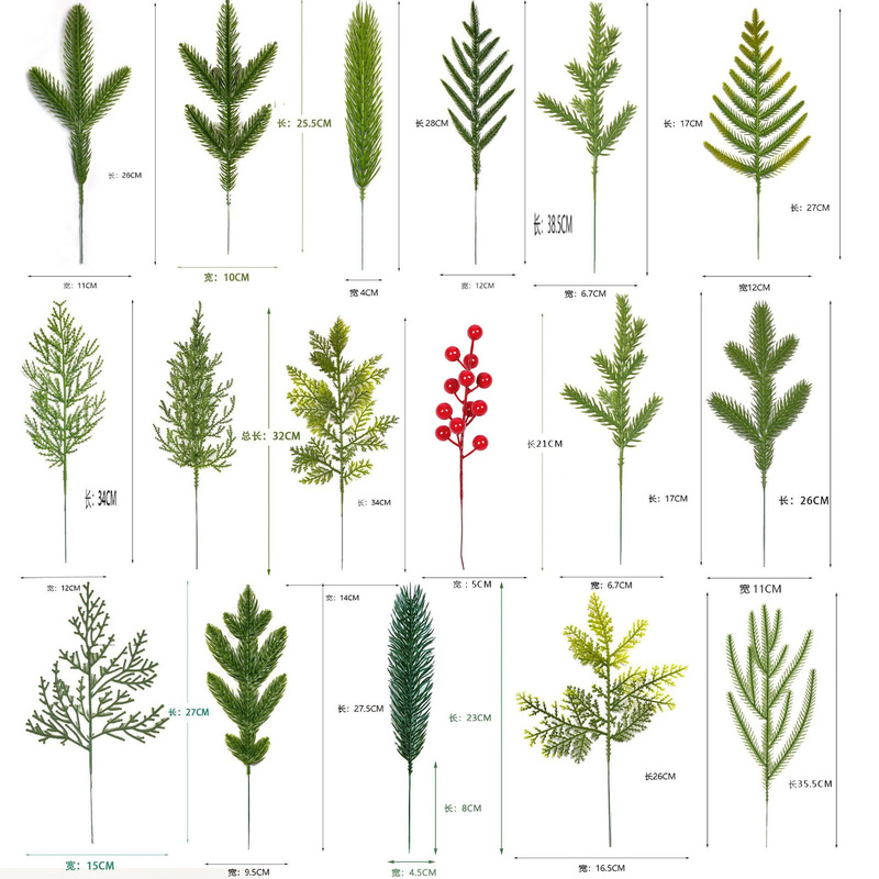 Christmas Tree Garland Artificial Plant 5-Prong Pine Needle Christmas Decoration Plant Accessories Wholesale Amazon Hot Sale