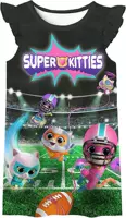Супер котенок команды SuperKitties мультфильм COS Дети платье девушки Домашняя Ночная рубашка оптом