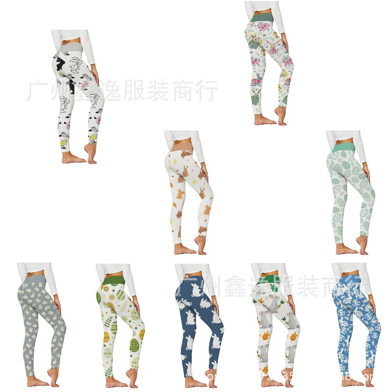 2022 Amazon new women's pants Easter series casual tight fitness underpants yoga pants direct sales