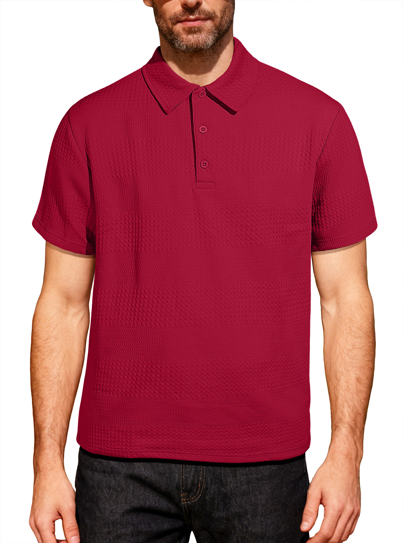 Comercio exterior transfronterizo de verano hombre polo de punto de color sólido botón de solapa camiseta de manga corta casual camiseta para hombre