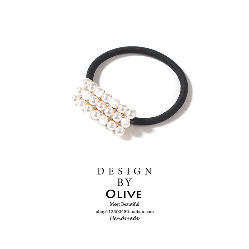 韓國珍珠發繩頭繩小清新簡約個性森女系少女心鑲鑽發圈紮馬尾皮筋