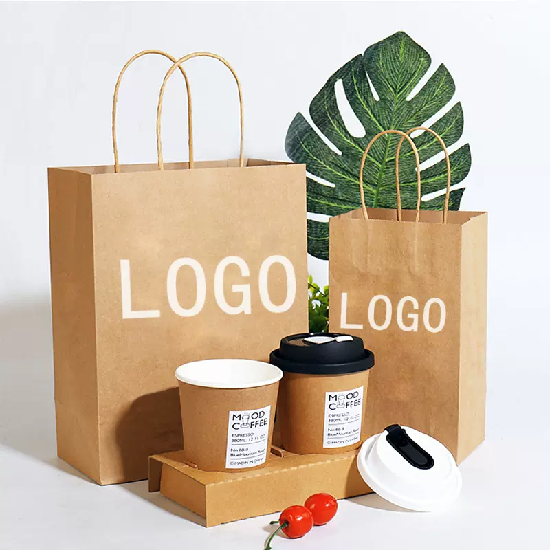 定制餐饮奶茶烘焙外卖打包袋圣诞新年高级纸袋牛皮手提蛋糕食品级