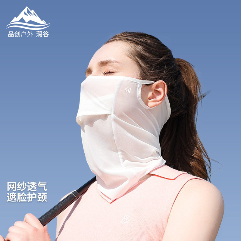 Golf ear-hanging sun protection mask full face neck protection cool feeling mesh breathable summer sun protection ice silk mask veil for women
