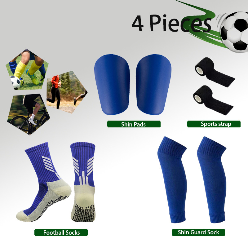 Cross-border best-selling football equipment: football socks with non-slip soles, sports socks, Mini master shin guards, leg sleeves, and bandage set