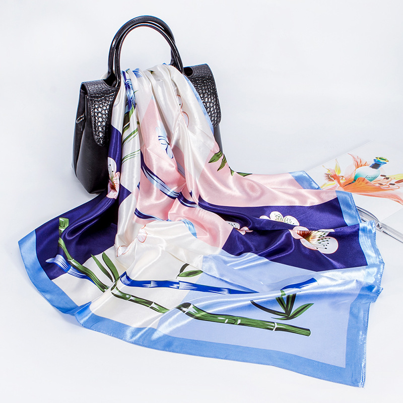 Floral Pink Red Printed Scarf For Women 90cm Large Square Scarf European And American Headscarf_voghion.com