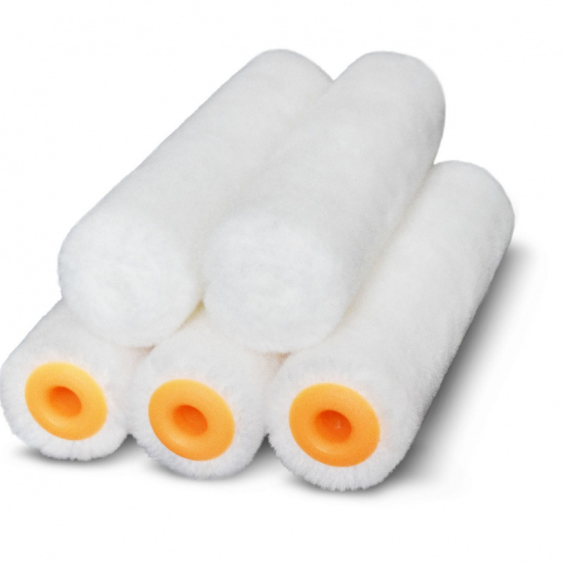 Huade Haojia decorada con cepillo de rodillo pequeño pulgar de lana de imitación de 4 pulgadas, pintura, resistente a los solventes, pelo fino, pelo corto, sin ángulo muerto