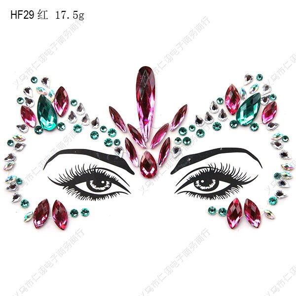 Face Stickers with Diamond Tattoos, Eyebrow Stickers, Music Festival Party Face Decorations, Luminous Stickers, Eyebrow Stickers, Eyebrows Sticker
