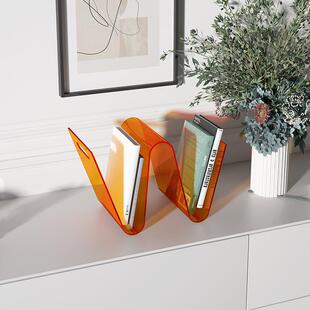 Nordic acrylic book rack storage rack creative ins style book stand small bookshelf Internet celebrity W-type magazine rack