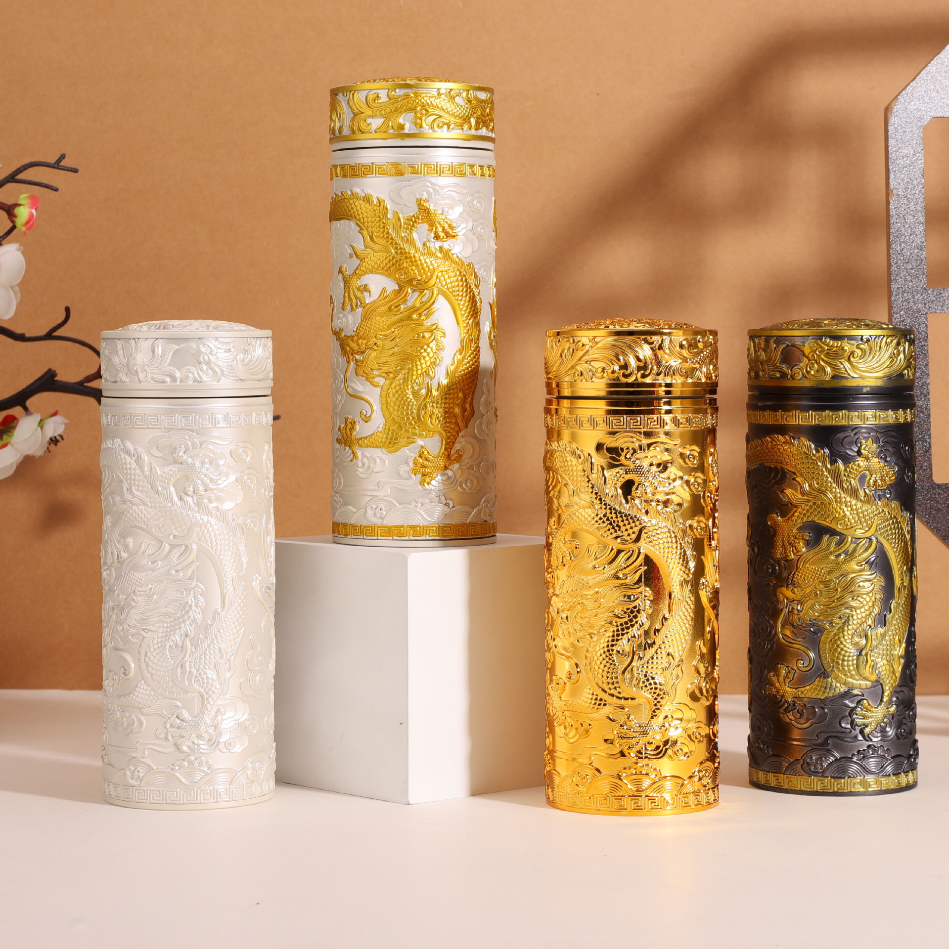 九龙杯镀银杯会销礼品保温杯水杯商务礼品茶杯304内胆杯银水杯子