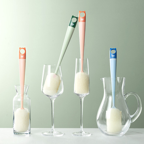 Cup brush, cup artifact, water cup cleaning, long handle, bottle brush, no dead ends, tea stain removal sponge, small brush