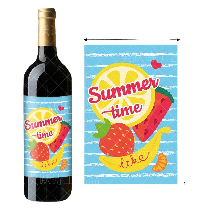 Fabricante directo de etiquetas de decoración de fiesta de verano tropical de verano botella de vino etiqueta de decoración de fiesta