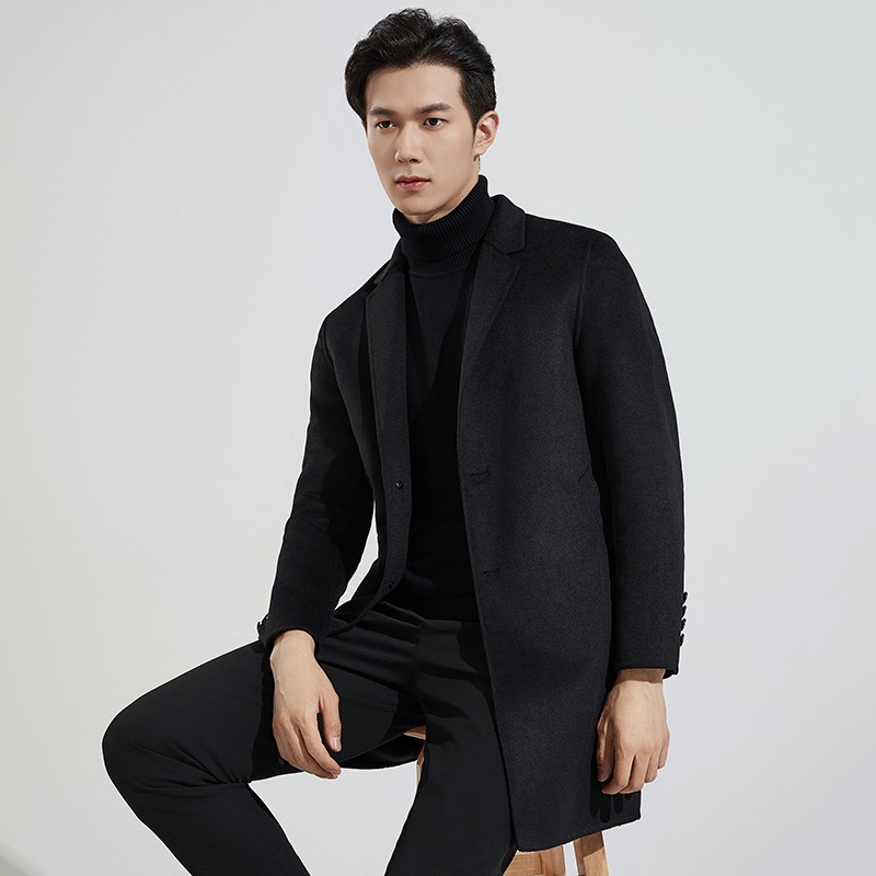 봄 · 가을 새 남자 울 한국식 캐주얼 올매치 패션 비즈니스 양면 양면 양모 코트
