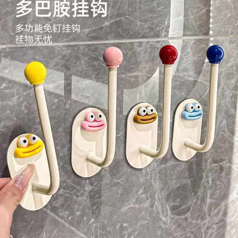 Bathroom sausage mouth hook non-perforated strong adhesive door rear seamless toilet clothes hook haircard