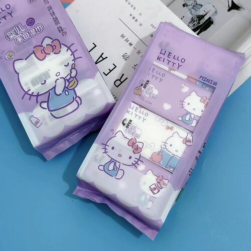 Purple kt cat wipes children's disposable hand and mouth cleaning wipes portable small package mini wipes baby