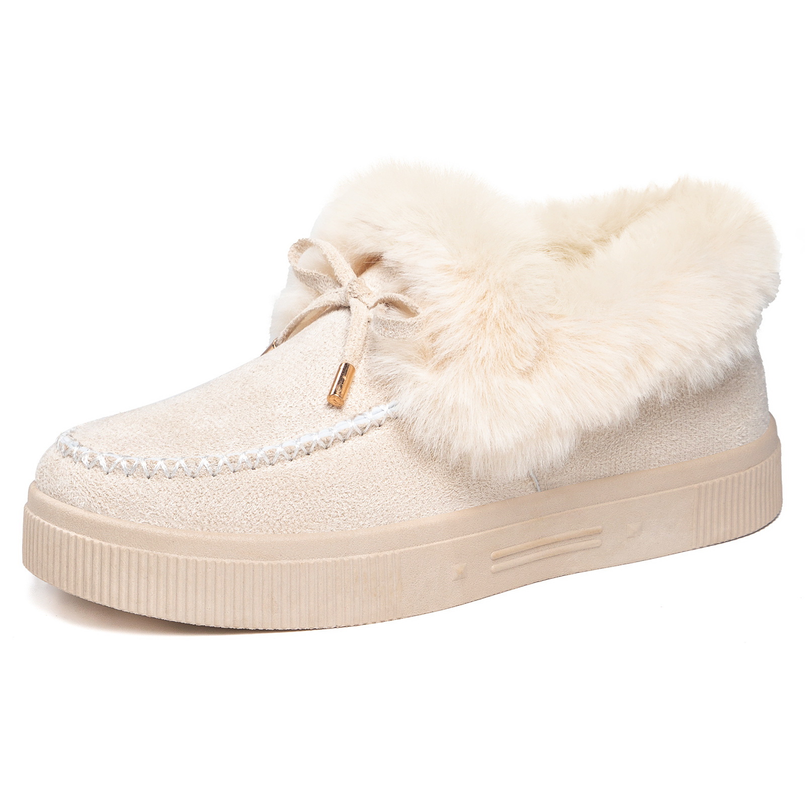 Zapatos de algodón de mujer transfronterizos TEMU zapatos de lana botas de nieve de arco de gran tamaño botas de algodón gruesas botas poco profundas botas cortas
