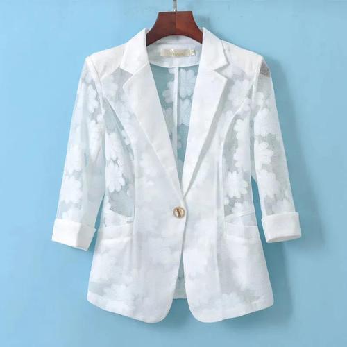 Women's Spring 2024 Fashion Peplum Blazer - Versatile, Stylish, and Sophisticated - 7/8 Sleeve Suit Jacket with Sun Protection for Women