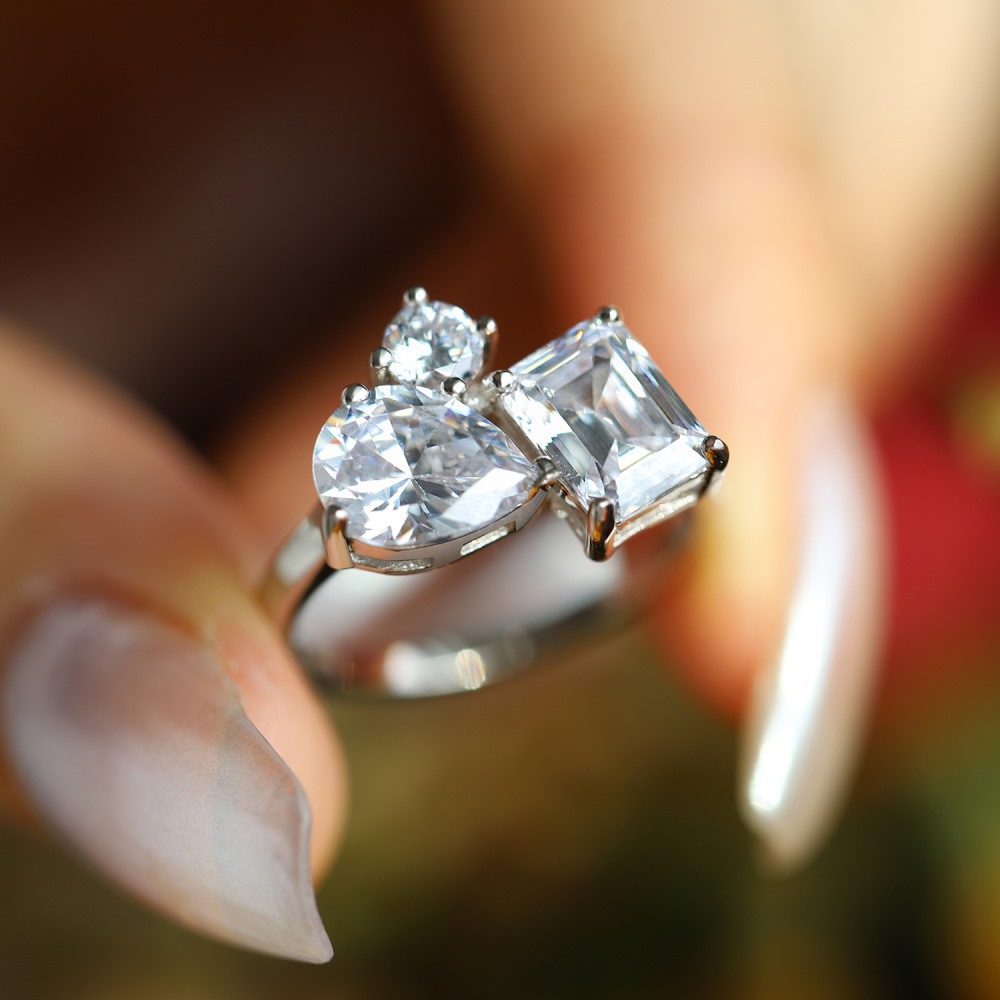 925 Sterling Silver Material 1 Piece 925 Sterling Silver Geometric Zircon Rings
