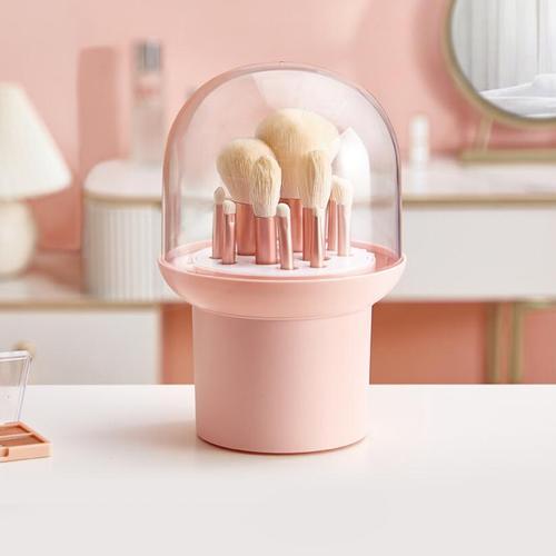 Japanese and Korean round makeup brush storage box with twelve holes soft rubber septum high-value chalk eye shadow cosmetics storage box