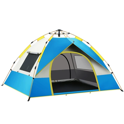 Avtomobil dam çadırları: Automatic Thickened Rainproof Park - silver-glue-sky-blue-two-doors-and-two-windows-double