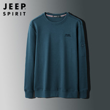 JEEP SPIRIT 一件代发秋季新款潮流男士潮流新款圆领长袖修身卫衣