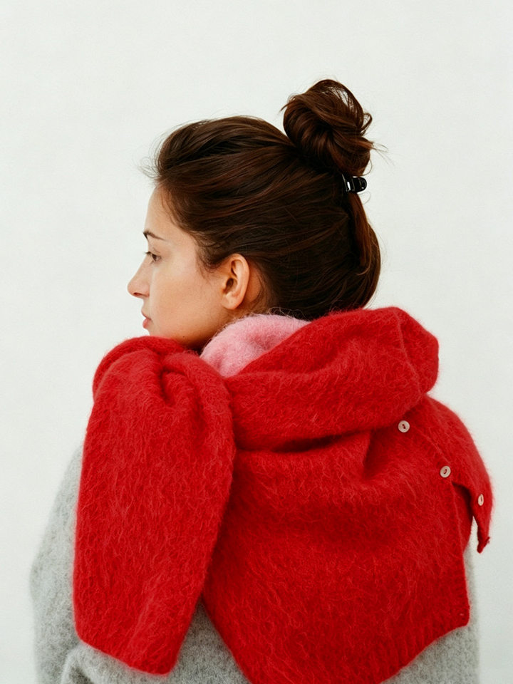 Áo khoác cardigan len nữ dáng rộng một hàng cúc, chất liệu dệt kim mềm mại, phong cách thanh lịch — Màu hồng nhạt (hàng có sẵn), Màu xanh lá cây (có hàng), Màu xanh ô liu (đốm), Màu xanh đậm (Còn hàng) chi tiết 21