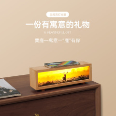 新商品創意木目無線充灯光画小夜灯三色照明タッチ調節ベッドサイド置物灯