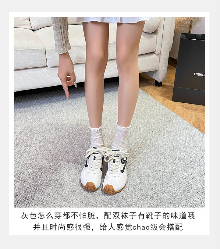 Giày sneaker nữ dáng Agandexun buộc dây tăng chiều cao bên trong 5 cm, mũi tròn, phong cách casual — Màu hồng, Màu nâu đậm, Màu xám, Màu đen chi tiết 15