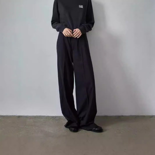 L*W Cl*Ssic Gray Suit Pants Women's 2025 Spring, Summer and Autumn Draped High-Waisted Straight Wide-Leg Casual Floor Mopping Pants