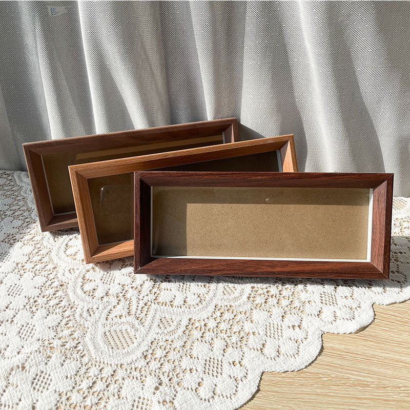 Wooden Chinese-Style Hollow Photo Frame Ornament Calligraphy Painting Frame New Chinese-Style Long Strip Framed Calligraphy Chinese Painting Brush Calligraphy Frame