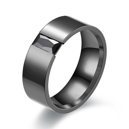  European and American fashionable new men's black elegant open-set zircon ring source manufacturer large quantity and price