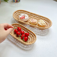 ベトナム籐フルーツプレート食器バスケット織バスケット食品パンバスケット和風家庭用タオルトレイレトロ