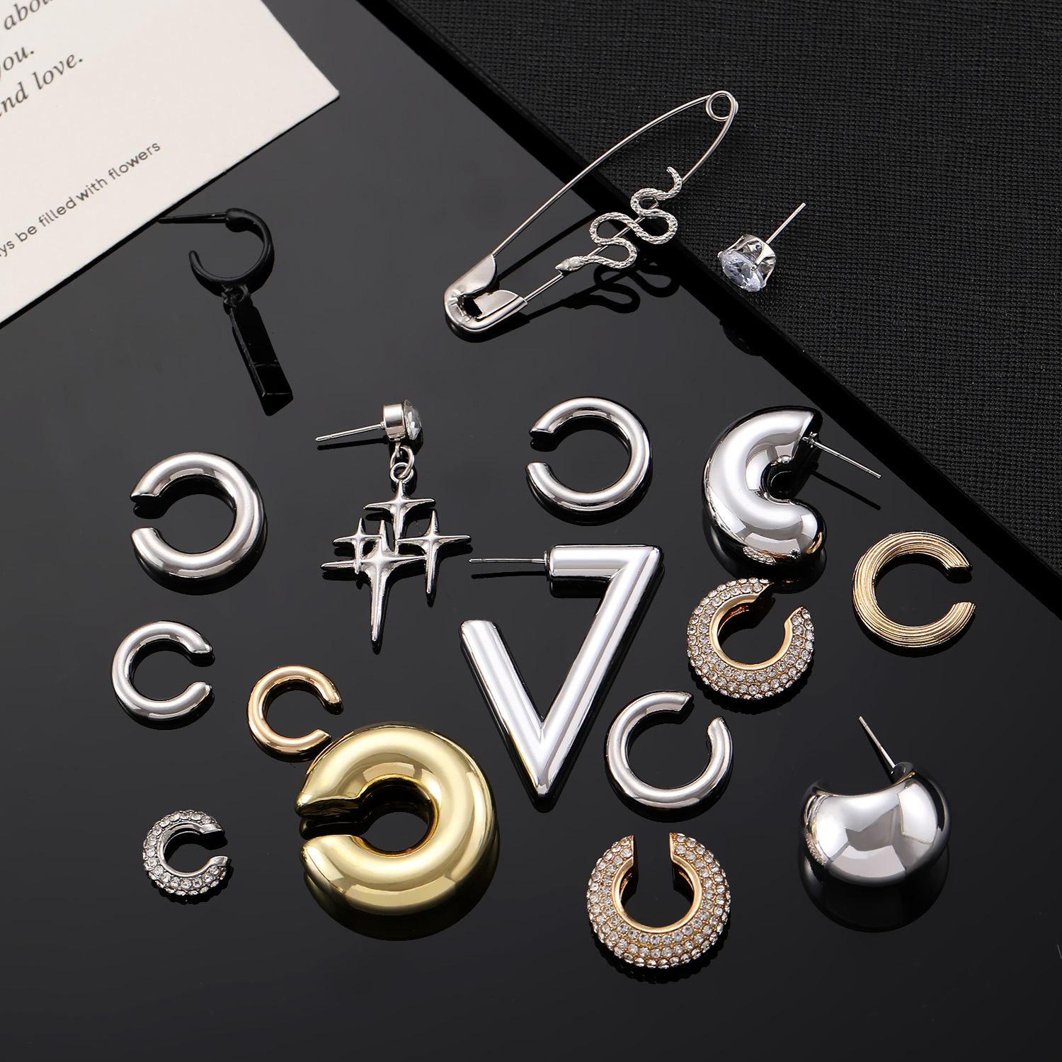 9g Weight 304 Stainless Steel Ear Needle Material Ear Studs Classification 1 Set Quantity Daily, Party Occasion Copper Material Geometric Pattern All Seasons Season Unisex Gender Casual, Modern Style Style 1 Set Casual Modern Style Geometric Copper Ear Studs 9