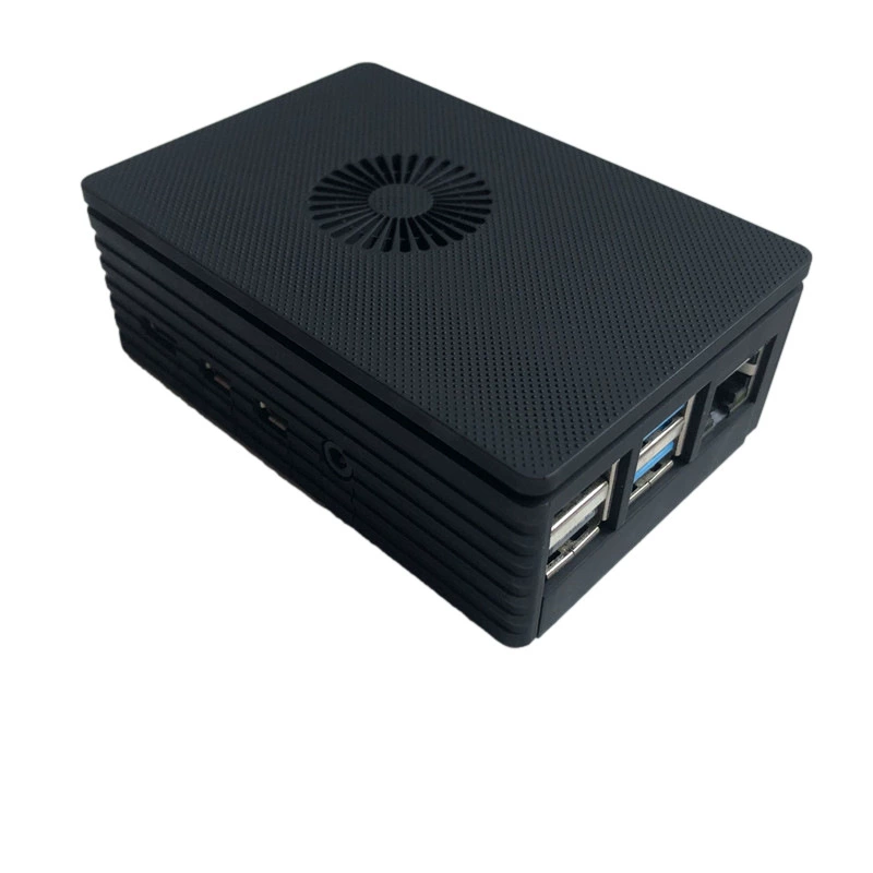 Корпус из ABS черного цвета для Raspberry Pi 4 поколения B + вентилятор, корпус защитный для Raspberry Pi 4B