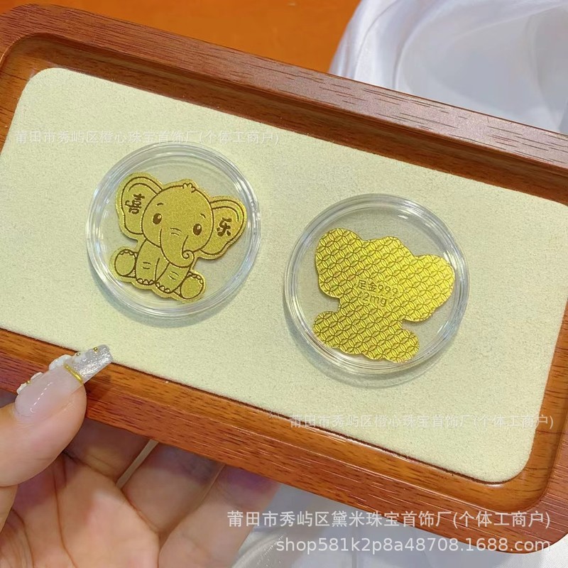 足金手机贴2mg新款足手工玫瑰花有钱花马上桃花创意活动礼品批发|undefined