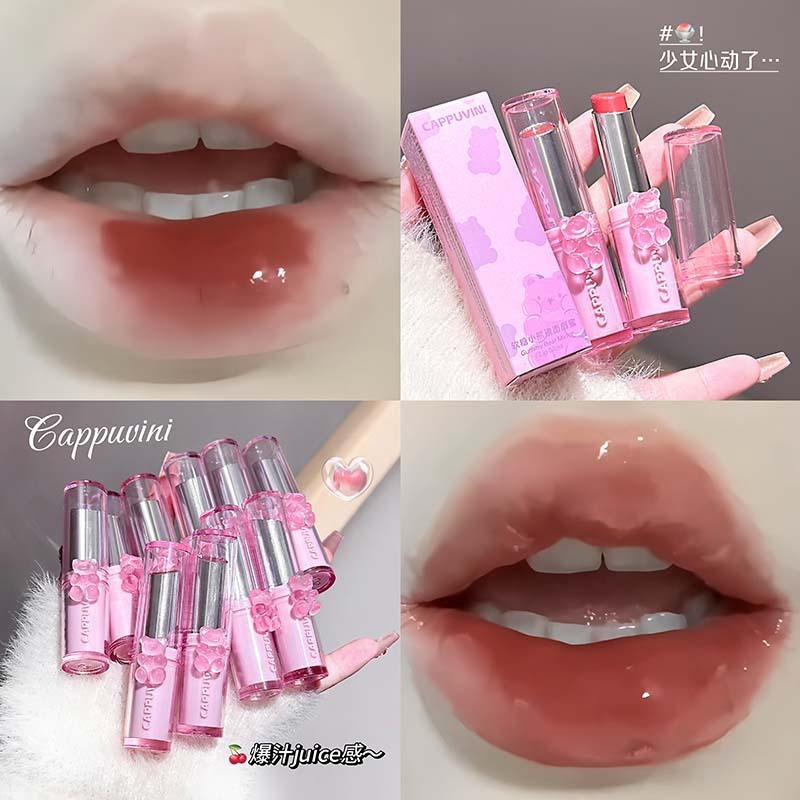 CAPPUVINI软糖小熊镜面唇釉 纯欲风素颜少女显白红棕春夏彩妆口红|undefined