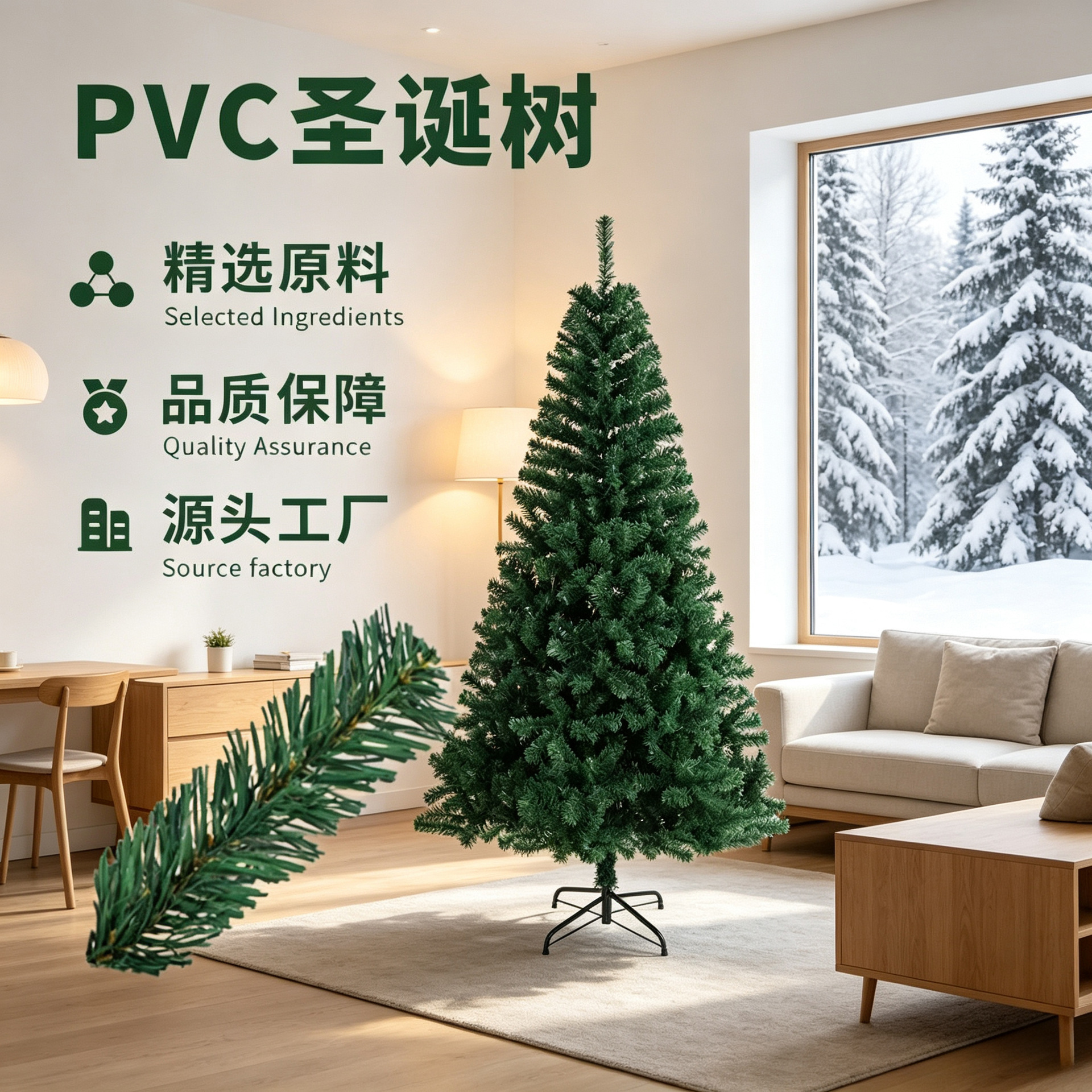 Simulación transfronteriza encriptada árbol de Navidad de PVC Amazon hotel de tamaño completo decoración del centro comercial árbol de Navidad en stock