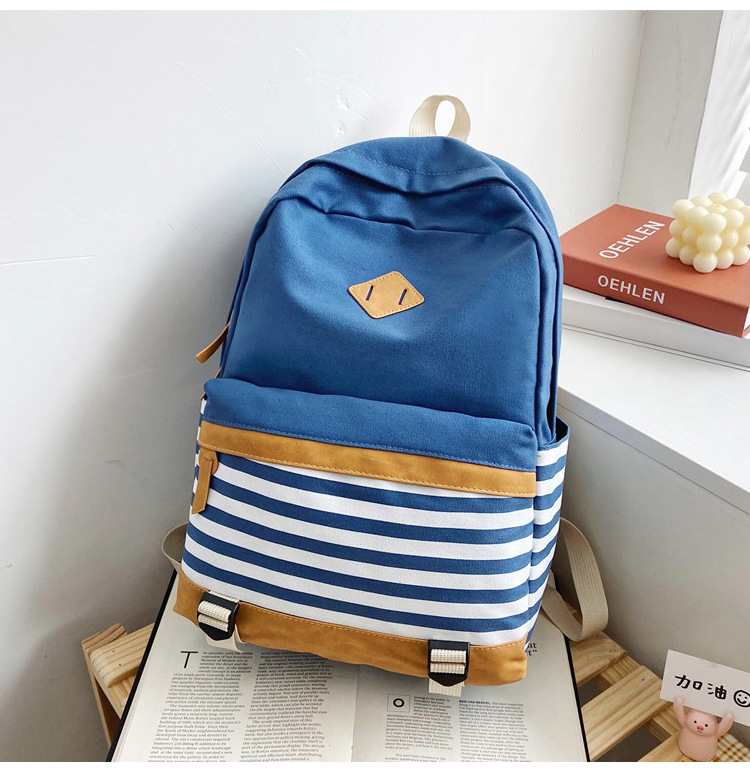 Stripes Large Capacity Fashion Canvas Backpack Wholesale Nihaojewelry display picture 6