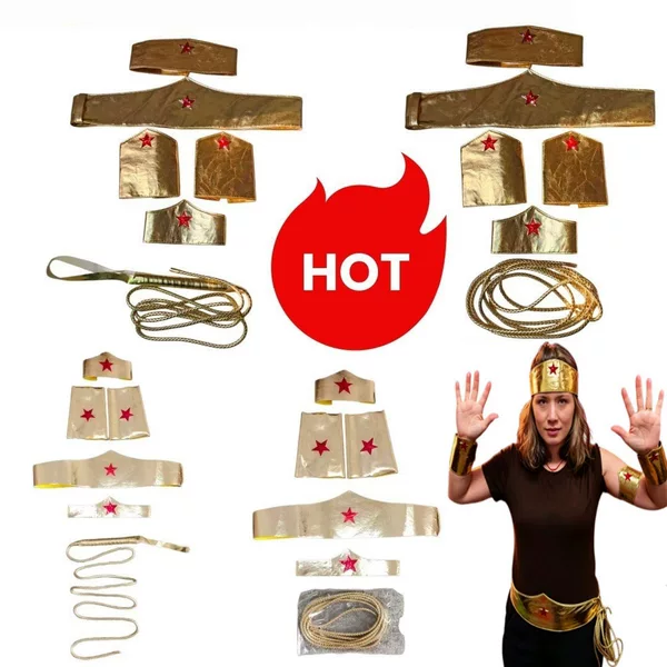 Ancient Greek Goddess Full Costume Set: Cape, Waist Belt, Wristbands, Headband, Halloween Stage Party Costume Props