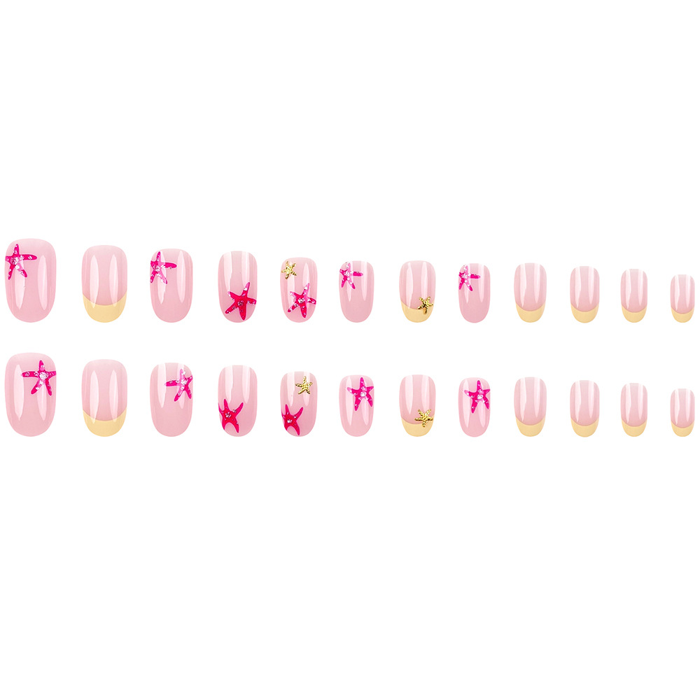 Comercio exterior manicuras ovaladas usables amarillo francés desnudo rosa viento marino 24 piezas de estrellas de mar usadas