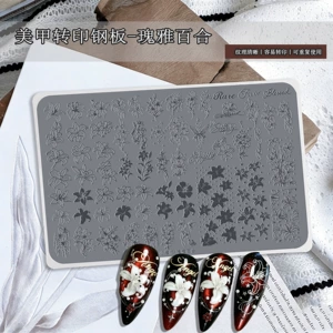 New vintage polka dot lily nail art stamping plate, ancient musical note series, gothic cross hand-painted stamping plate