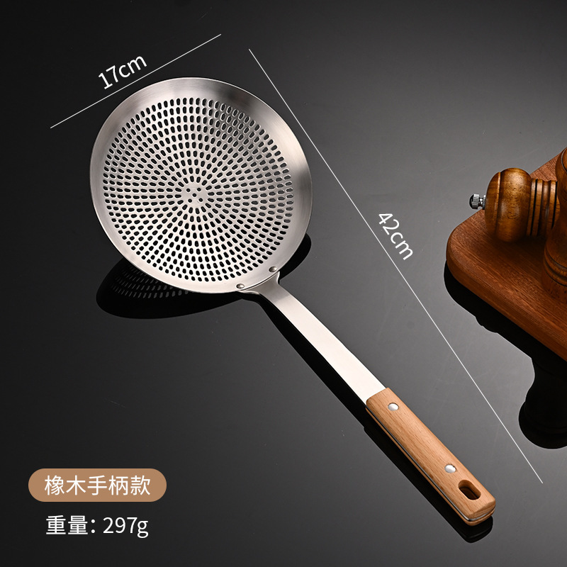 ステンレス鋼大型ラウンドザルホームホテル餃子麺フィルタースプーンキッチン釣りスプーン拡張ハンドルザル|undefined