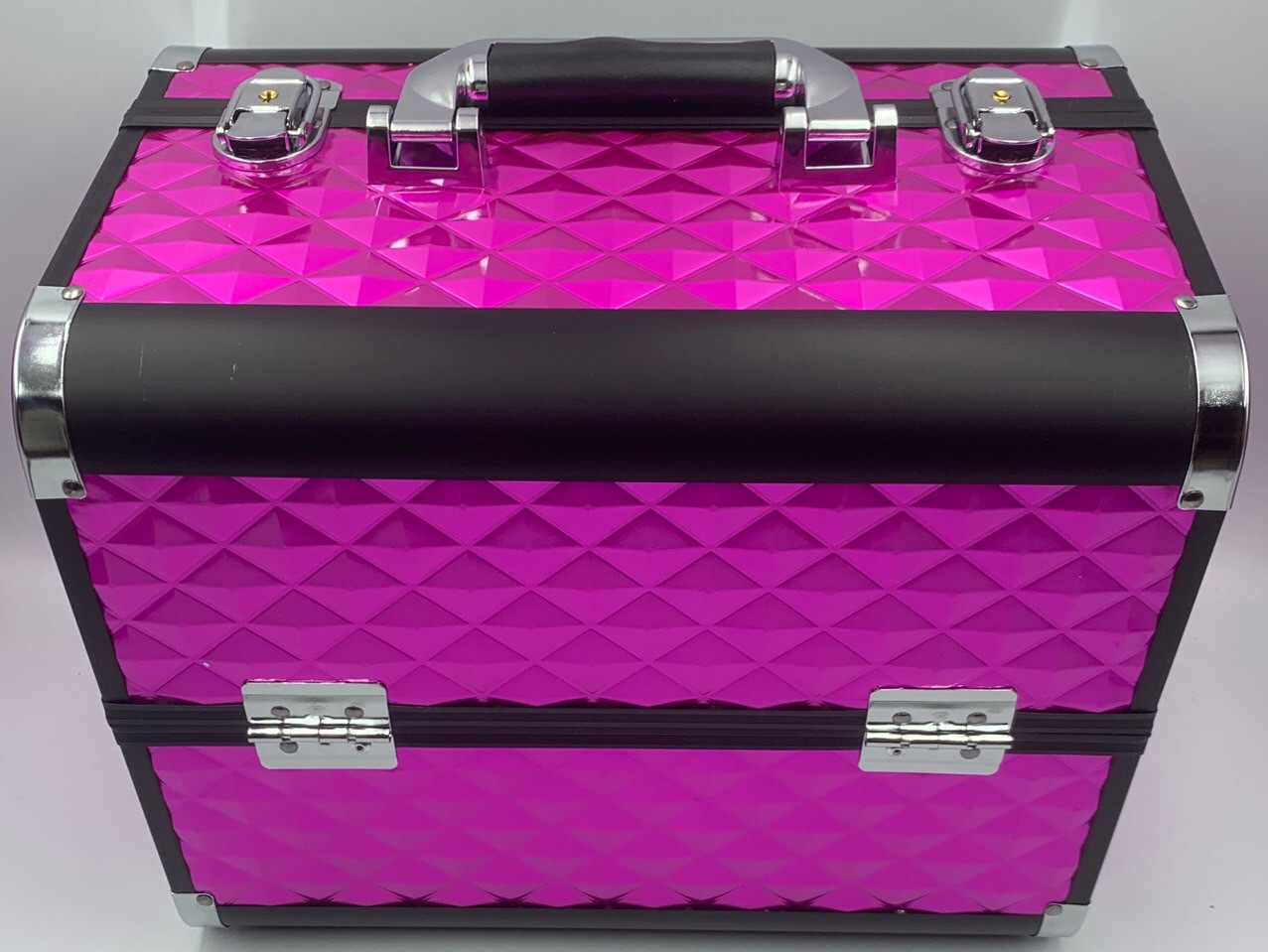 Fábrica comercio exterior en stock nueva aleación de aluminio caso cosmético portátil tatuaje manicura caja herramientas doble abierto gran capacidad con cerradura