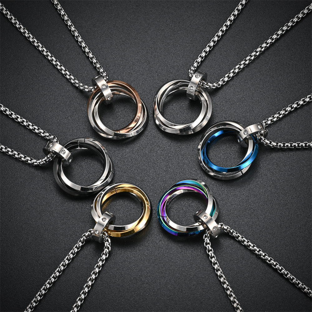 12g Weight Retro Solid Color Stainless Steel Pendant Necklace 1 Piece