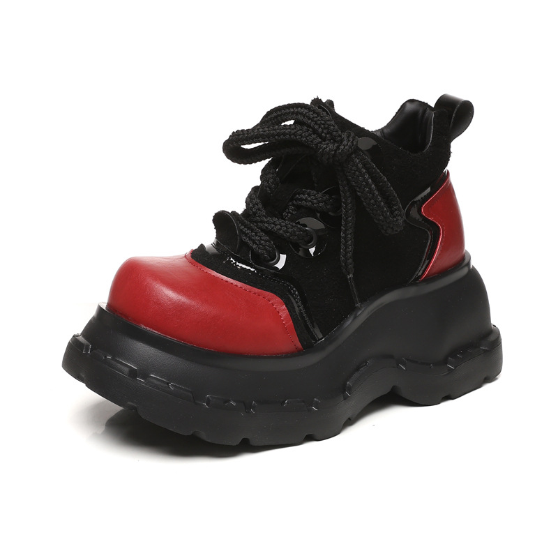 Boot nữ cổ ngắn đế xuồng tăng chiều cao phong cách thường ngày — màu đen