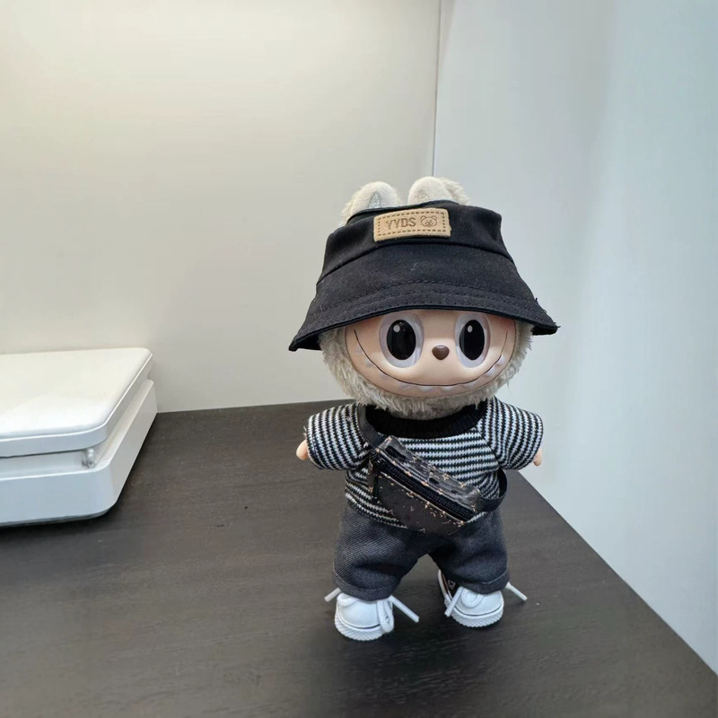 (Sweater Set) Labubu Doll Clothes Affordable 17cm Striped Sweater Fisherman Hat Dress-Up Clothes Casual Matching